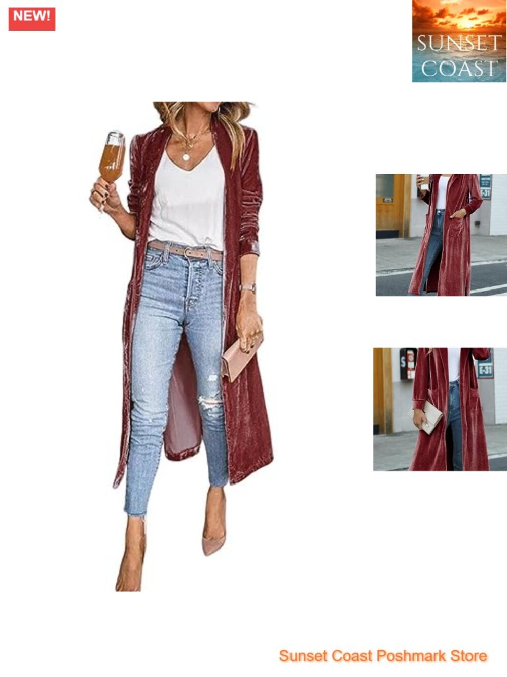 Luxurious Velvet Cardigan Duster Open Front Maxi Sweater Jacket